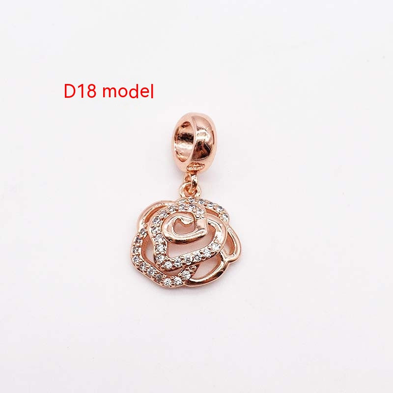 Copper Plated Rose and Silver Jewelry Charms - Rose D18