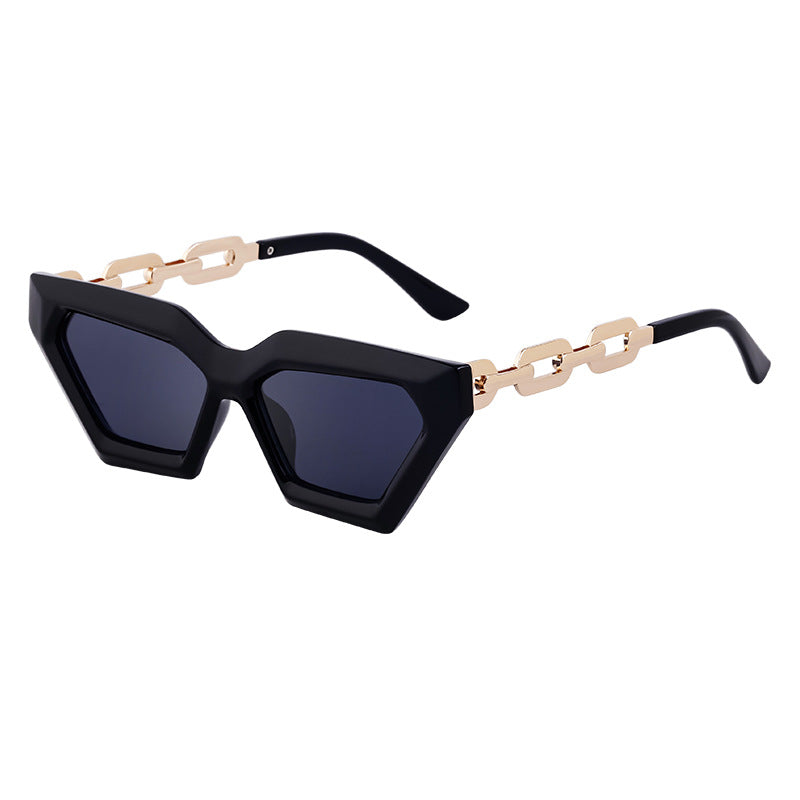 Thick Framed Cat Eye Sunglasses - C1 bright black gold