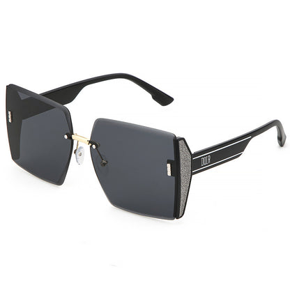 Fashion Sunglasses Square Rimless Cut-edge Summer Glasses - Black Grey