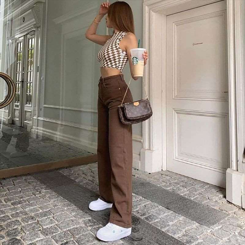 Brown Retro Styled Jeans -