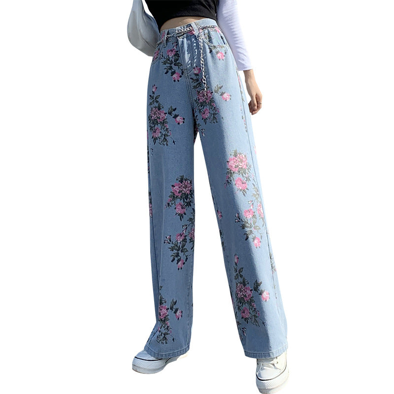Floral Print Designed Jeans -