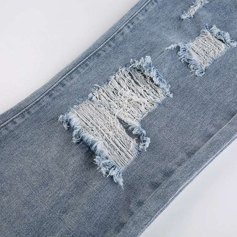 Loose Ripped Washed Colored Jeans -