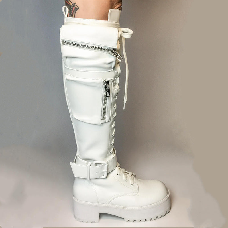 Knee High Street Wear Boots - White