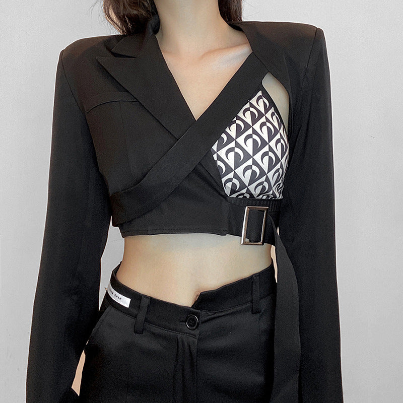 Women's Cut Out Shirt with Buckle -