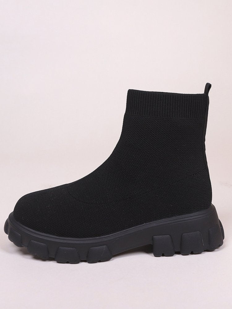 Chunky Low Heel Sock Boots -