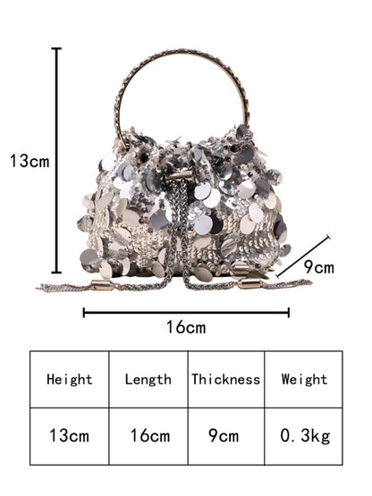 Metal Sequin Tassel Crossbody Handbag