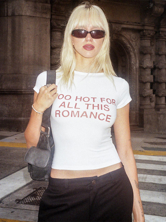 "Too Hot For All This Romance" Cropped Round Neck Shirt
