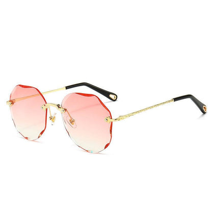 Polygonal Sunglasses Women Rimless Trimmed Sunglasses - Gradient red
