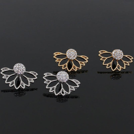 Lotus Shaped Diamond Earrings -