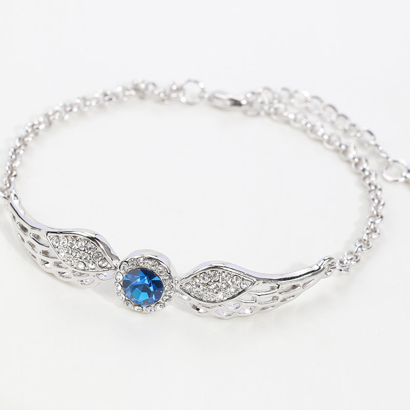 Crystal Angel Wings Bracelet - Blue