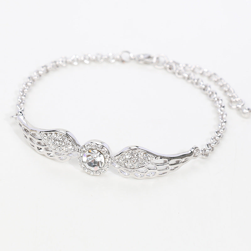 Crystal Angel Wings Bracelet - White