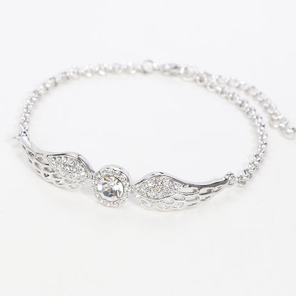Crystal Angel Wings Bracelet - White
