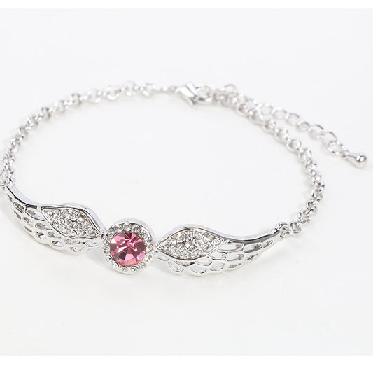 Crystal Angel Wings Bracelet - Rose