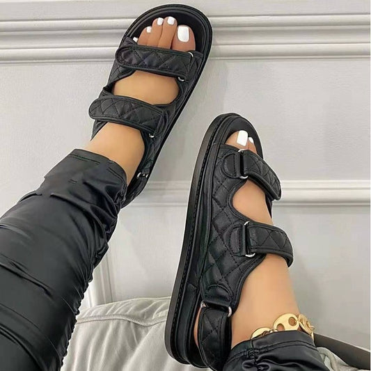 Women's Velcro Beach Sandals - Black
