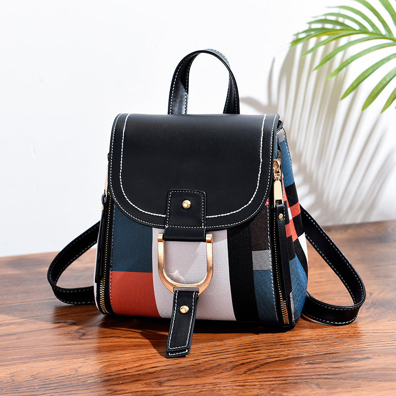 Soft Leather Leisure Fashion Travel Large-capacity Mini Backpack - Black