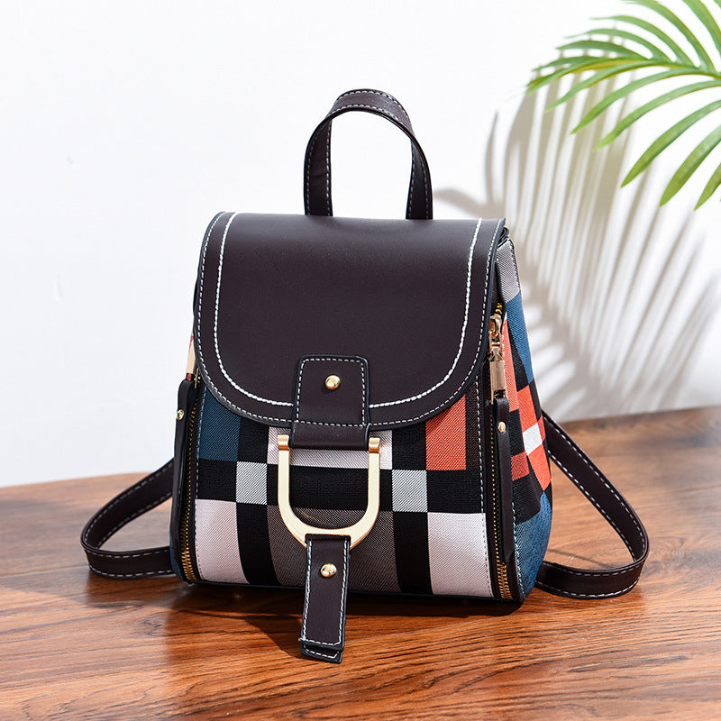 Soft Leather Leisure Fashion Travel Large-capacity Mini Backpack - Coffee