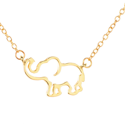 Elephant Pendant Clavicle Chain Necklace - Gold