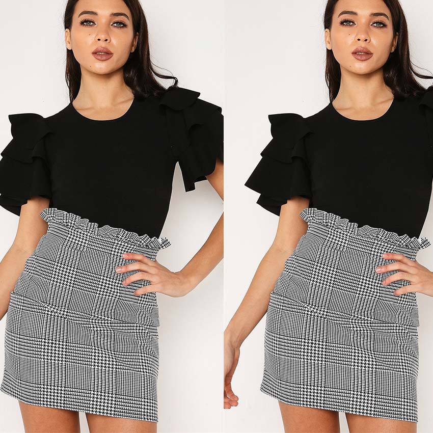 Women's Ruffled High Waist Skirt -