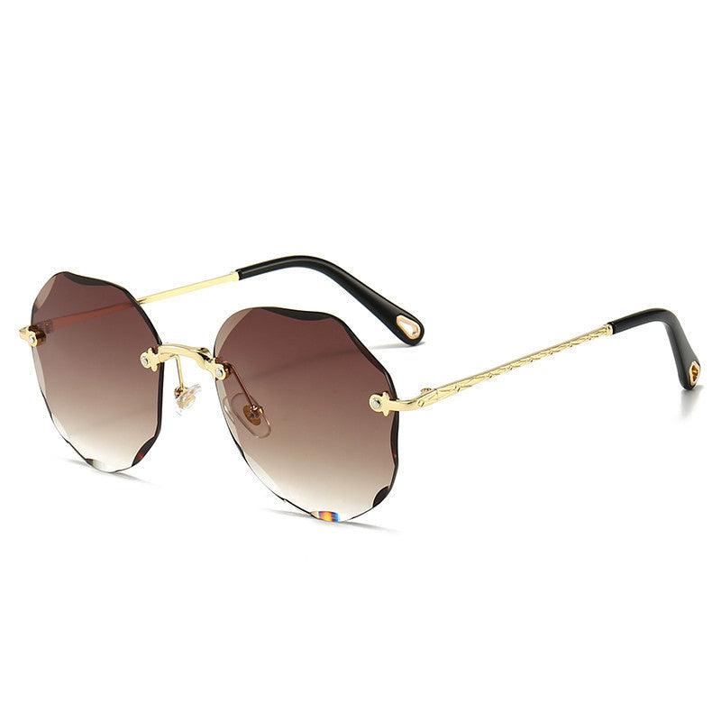 Polygonal Sunglasses Women Rimless Trimmed Sunglasses -