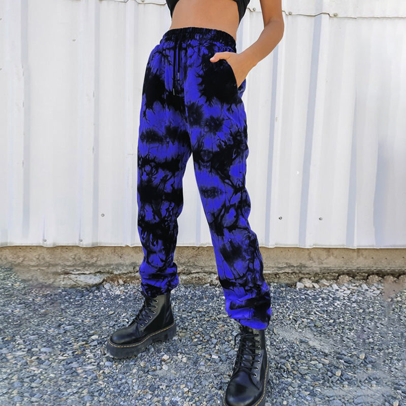 Women's Two-Tone Harem Style Pants - Cobalt