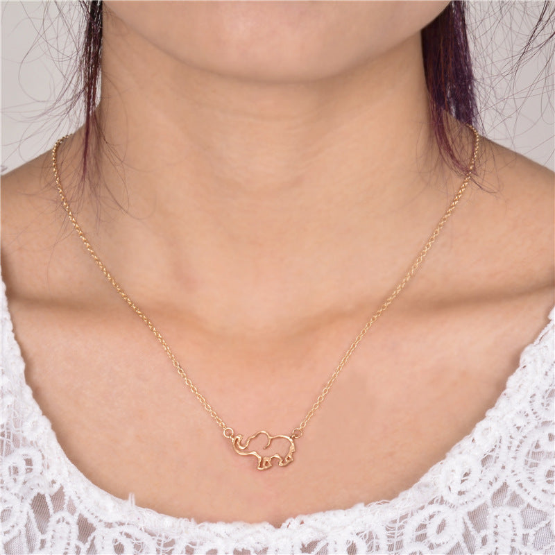 Elephant Pendant Clavicle Chain Necklace -