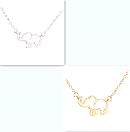 Elephant Pendant Clavicle Chain Necklace - Set 1