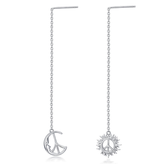 Sterling Silver Peace Sign Threader Earrings -