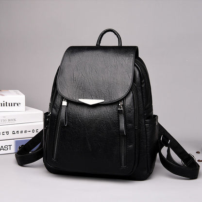 Mini Solid Colored Backpack with Silver Detail - Black