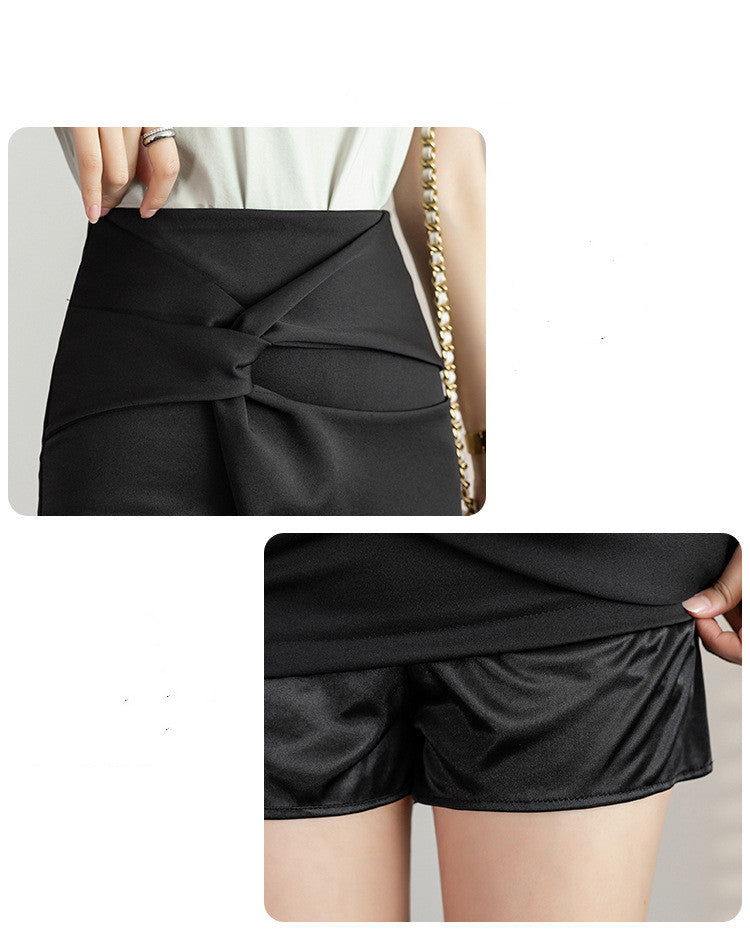 Women's Mid-Length Skirt With Irregular Hip Wraps -