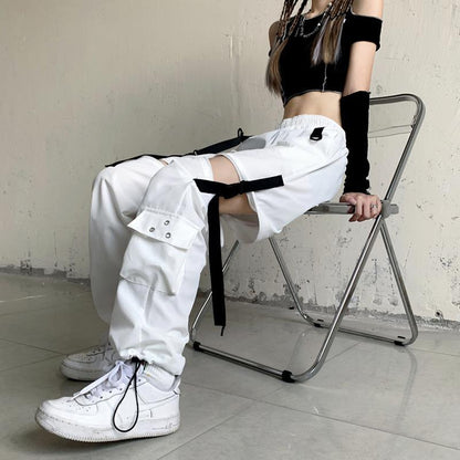 Women's Detachable Hip-Hop Styled Cargo Pants - White