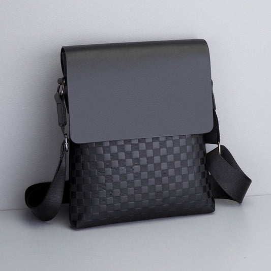 Checker Board Design Crossbody Messenger Bag - Black