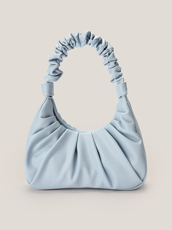 Underarm bag women's cloud pleat bag baguette one shoulder Messenger - Blue original