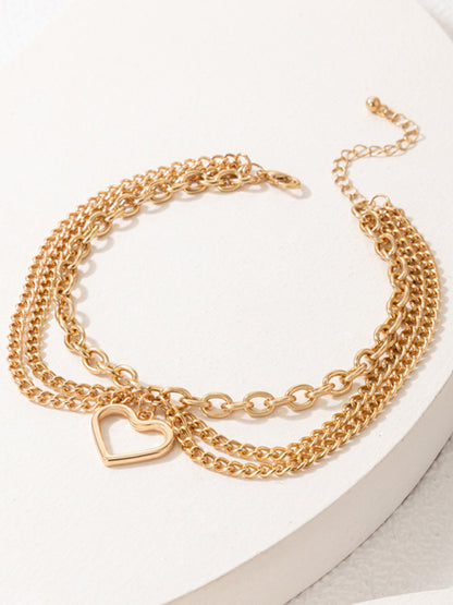 Three Layer Chain Anklets with Pendants -