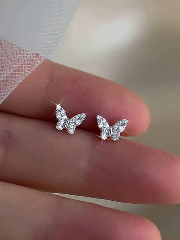 Small Butterfly Earrings - Silver grey One Size