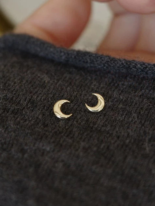 Small Crescent Moon Earrings - Golden One Size