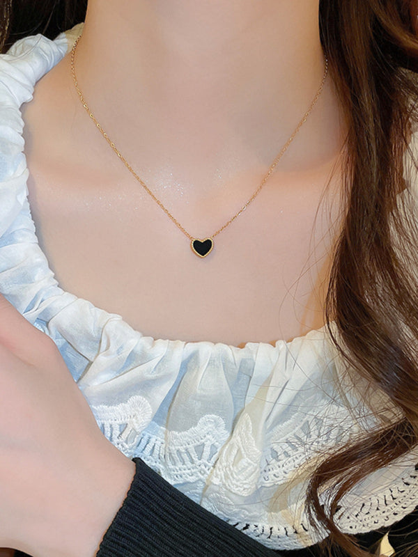 Small Double Sided Heart Necklace -