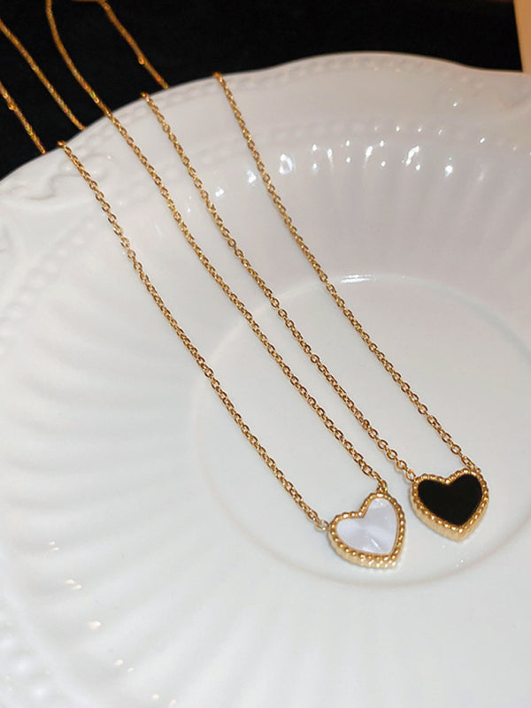 Small Double Sided Heart Necklace -