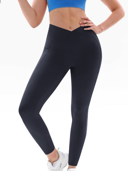 Crossed High Waist Leggings with Side Pockets - Champlain color