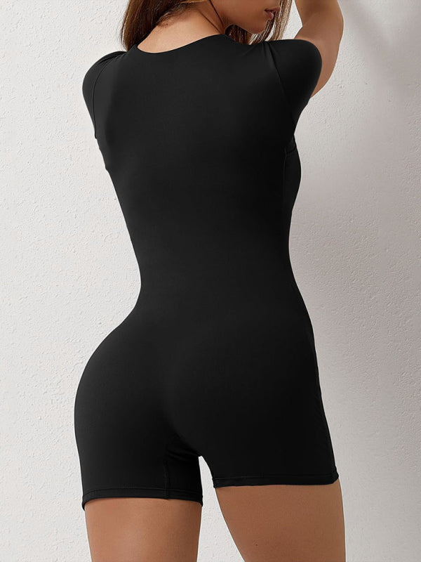 Tight Fit Square Neck Workout Romper -