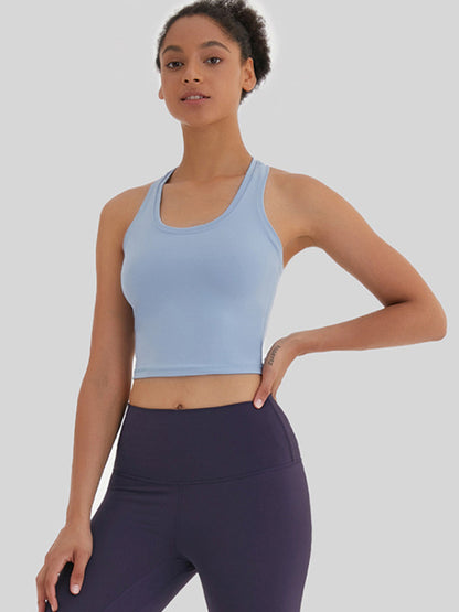 Cropped Sports Tank Top - Clear blue