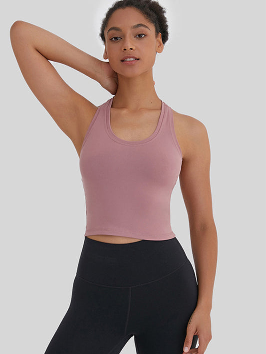 Cropped Sports Tank Top - Pink