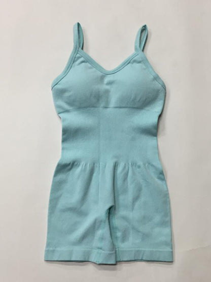 Seamless Knitted Yoga Romper with Thin Straps - Spearmint viridis